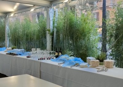 immagine dell'allestimento creato per l'inaugurazione nuova sede Esselunga nel quartiere Parioli a Roma. Key Comunicazione, in occasione della festa inaugurale, ha progettato e realizzato per l’occasione il dehors esterno.