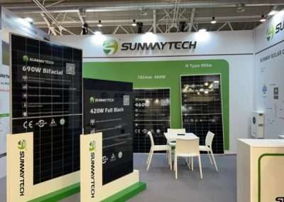 Sunawaytech ZeroEmission Fiera Roma Stand SUNWAY TECH per HKTEXPO alla fiera Zeroemission Mediterranean 2023 Key Comunicazione, direttamente contattata dalla Cinese HKTEXPO per conto della SUNWAY TECH, ha realizzato lo stand di 24mq, immersivo con comunicazione grafica sulle pareti complete e con le funzionalità espositive a riempire l’area.
